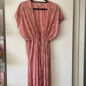 Time and Tru|Boho Festival Vibe Pink Floral Kimono Cover Up/Tunic|Small|EUC